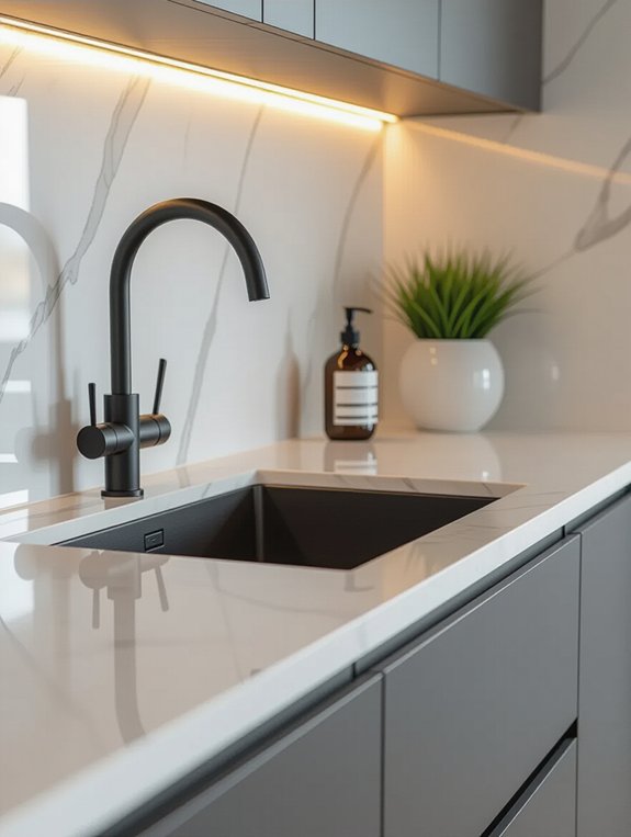 sleek integrated kitchen sinks