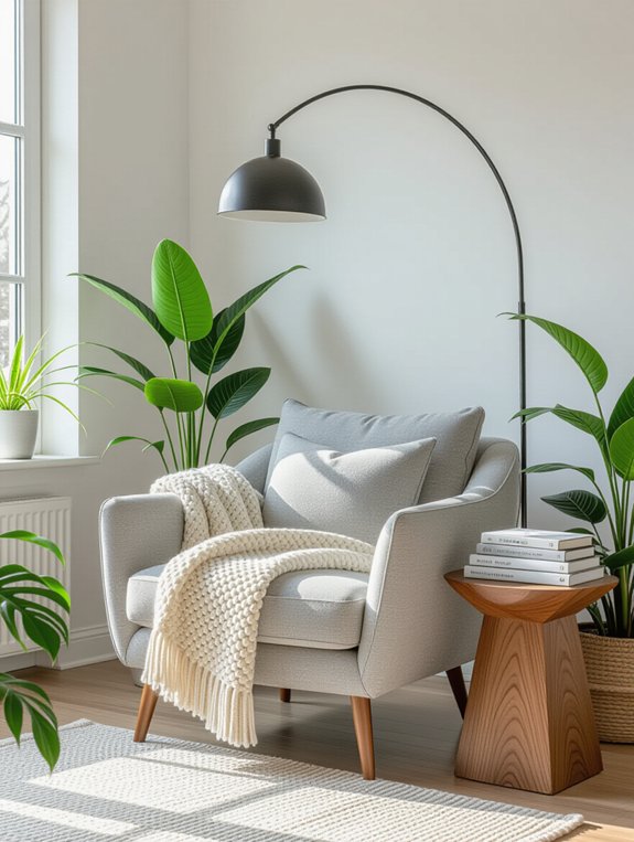 sleek minimalist reading nook