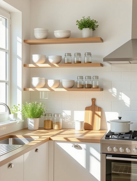 sleek modern floating shelves