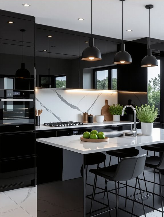 sleek modern monochrome kitchen