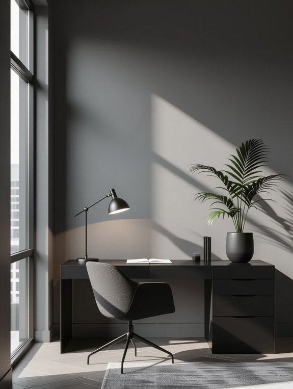 sleek monochromatic office design