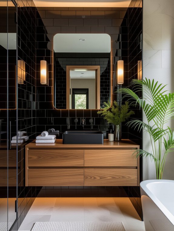sophisticated black tiles contrast