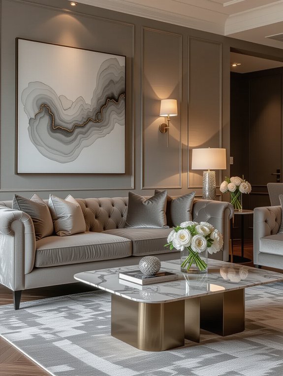 sophisticated grey velvet lounge