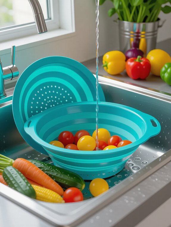 space saving silicone colander