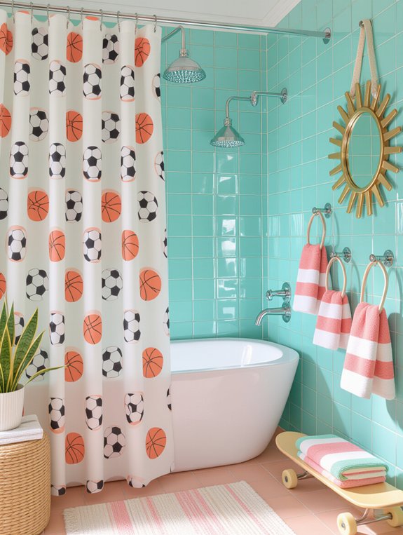 sporty vibrant bathroom decor