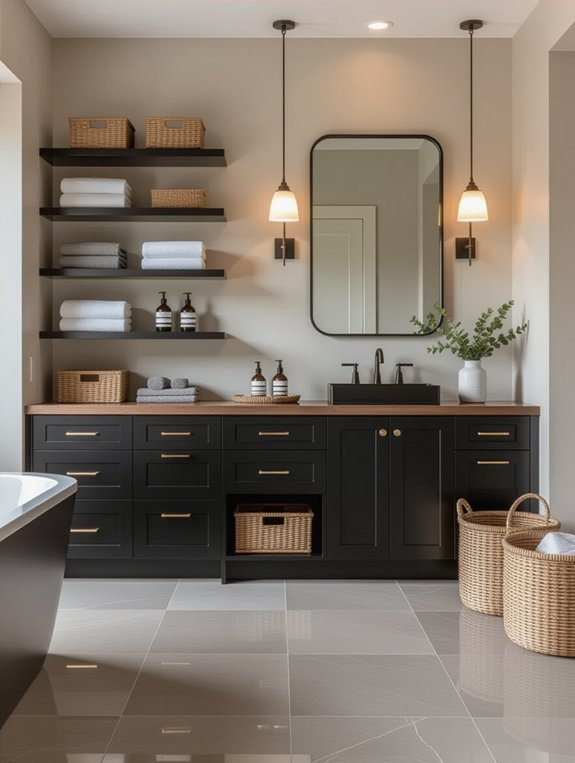 stylish black wood storage