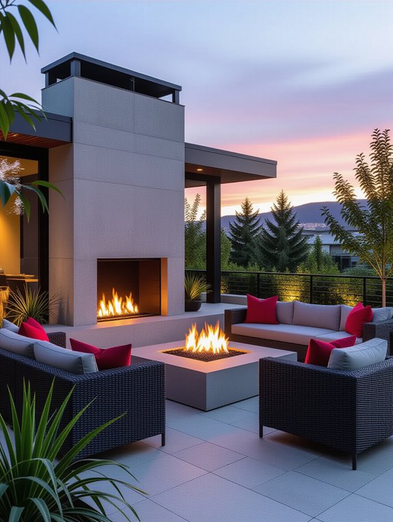 stylish contemporary concrete fireplace