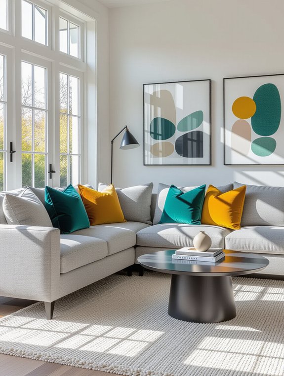 stylish grey sofa accents