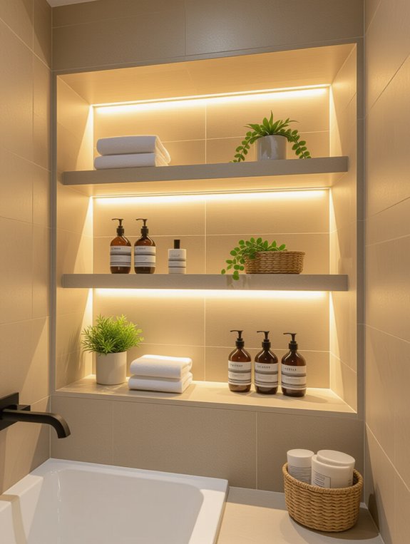 stylish illuminated bathroom niches