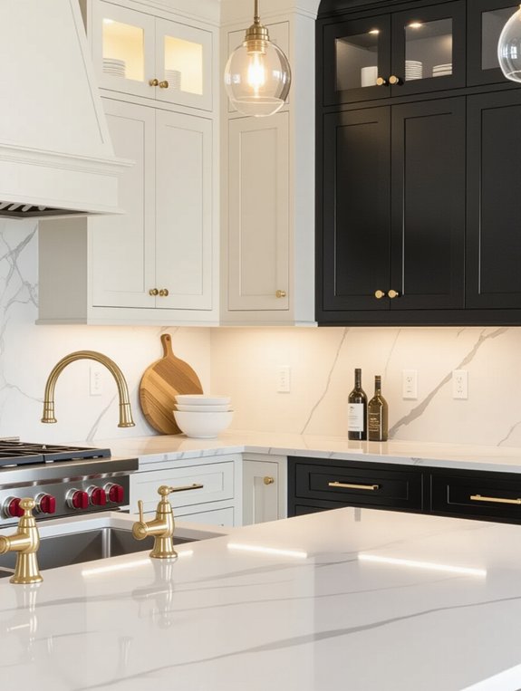 stylish two tone kitchen cabinets
