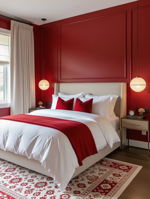 subtle red bedroom accents