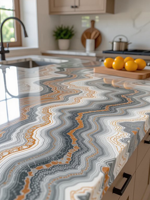 textured stone kitchen materials