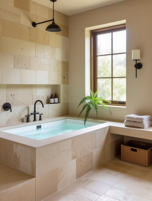 textured travertine enhances aesthetics