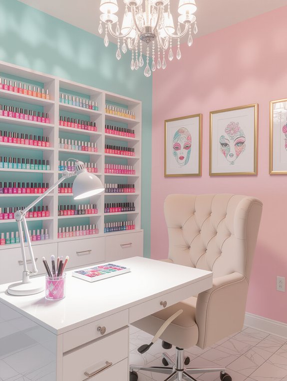 themed nail room decor