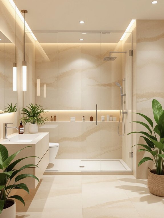 travertine and glass elegance