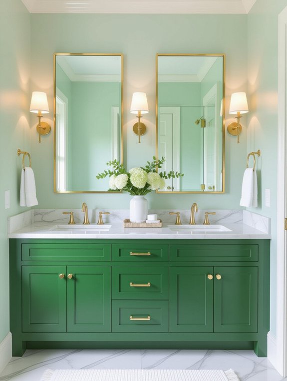 two toned green bathroom design