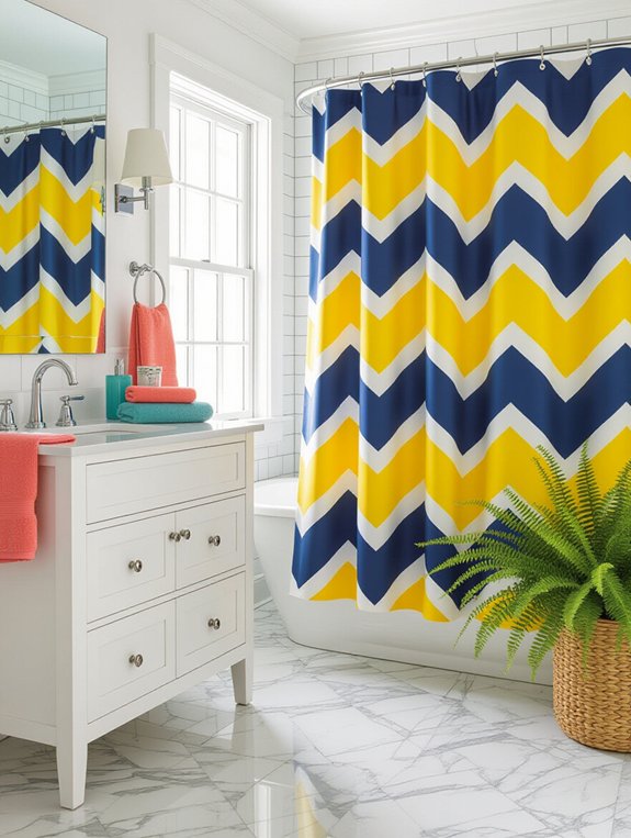 vibrant accents energize bathrooms