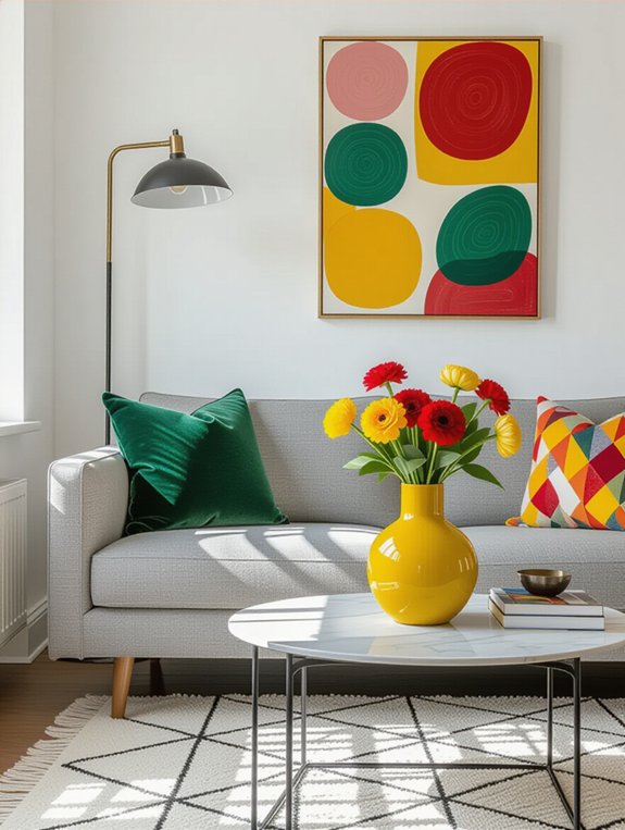 vibrant accessories brighten room