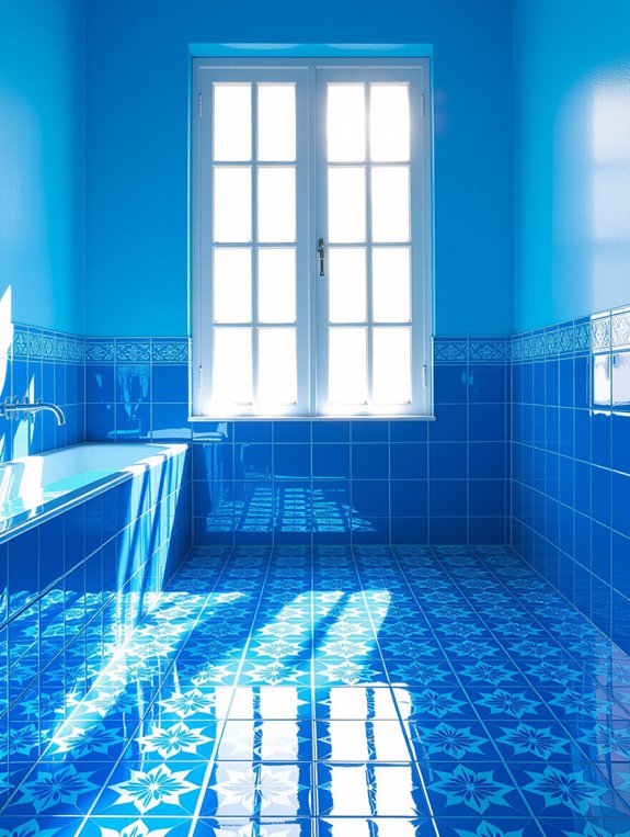 vibrant blue bathroom accents