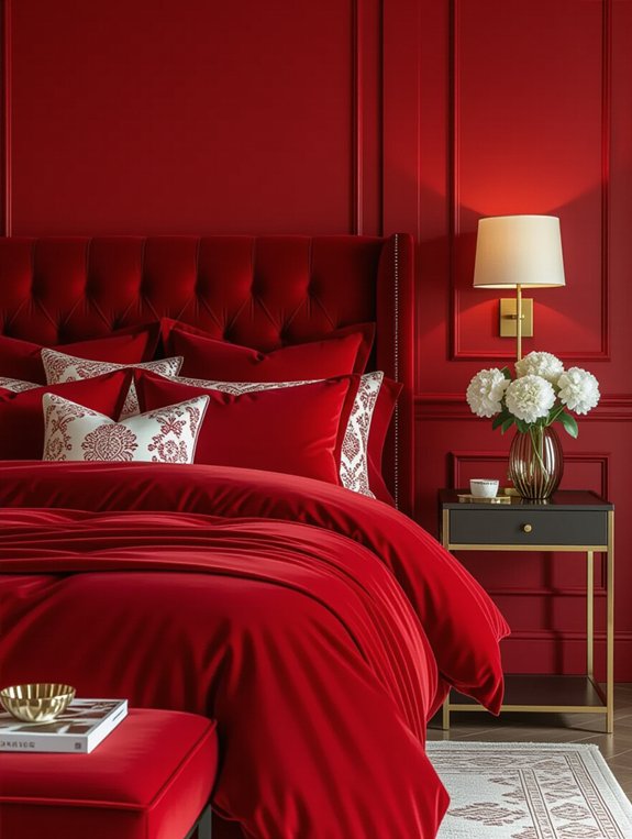 vibrant cherry red bedding