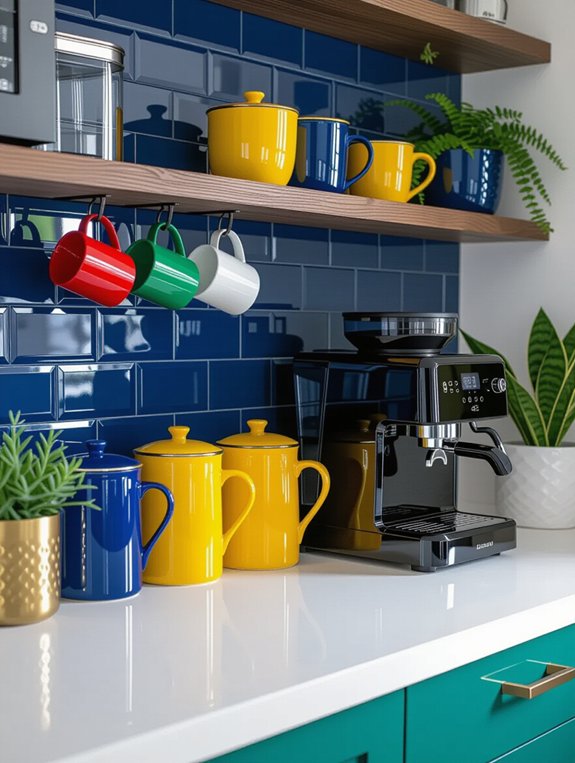 vibrant coffee station accents