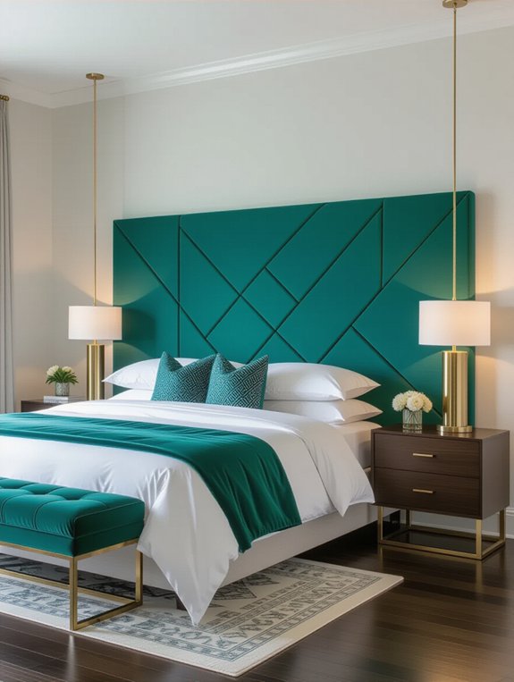 vibrant color block headboards