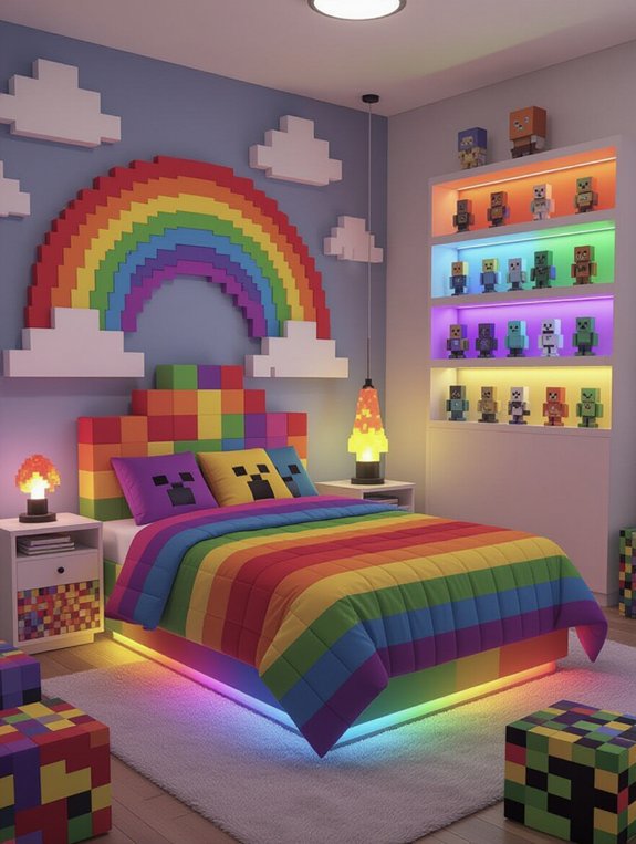 vibrant colorful rainbow room