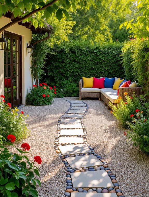 vibrant colorful stone patio