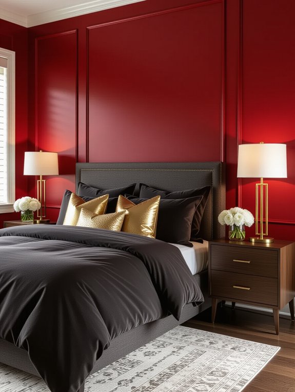 vibrant crimson bedroom transformation