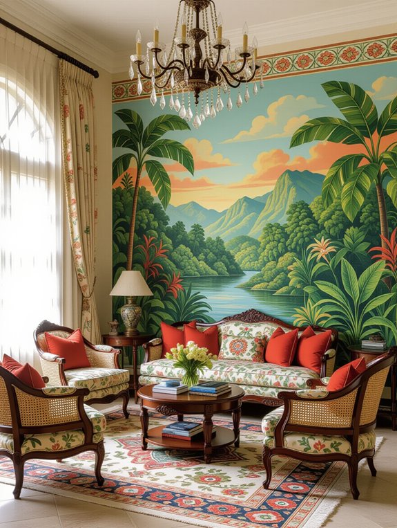 vibrant cultural wall murals