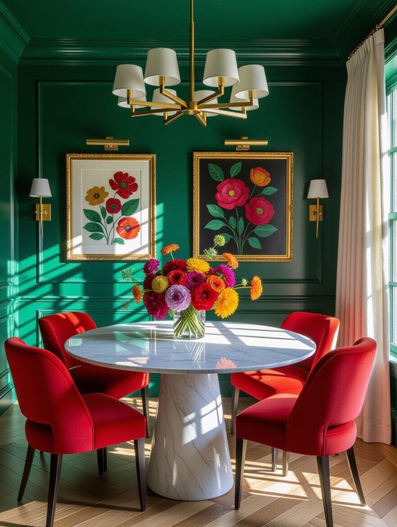 vibrant dining room accents