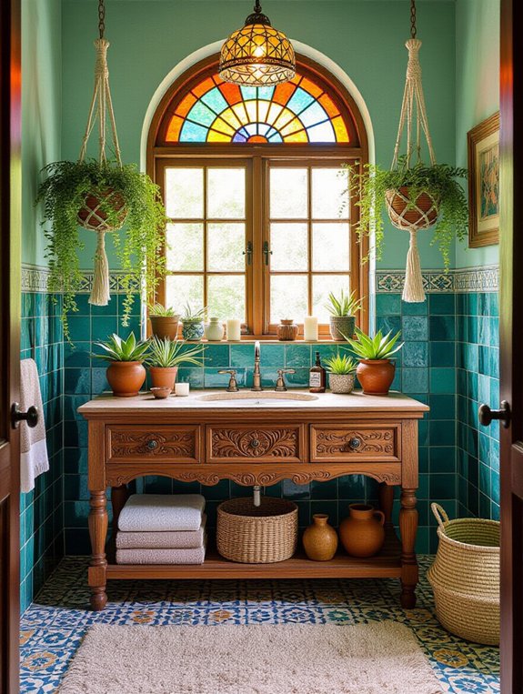 vibrant eclectic bathroom design