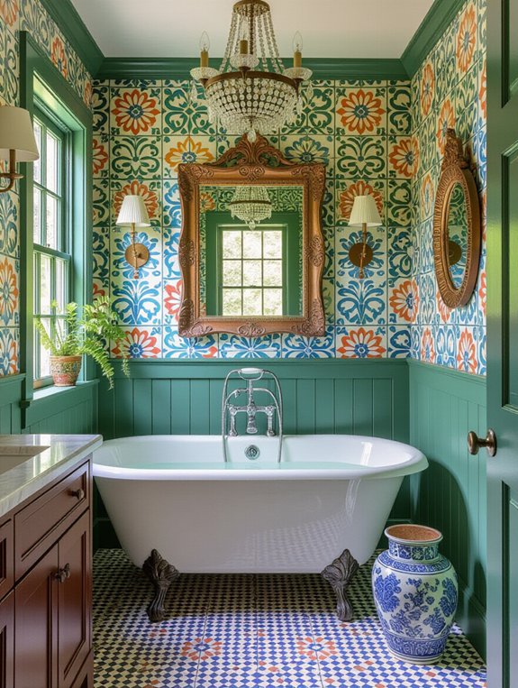 vibrant eclectic bathroom design
