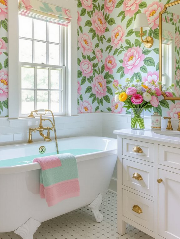 vibrant floral bathroom decor