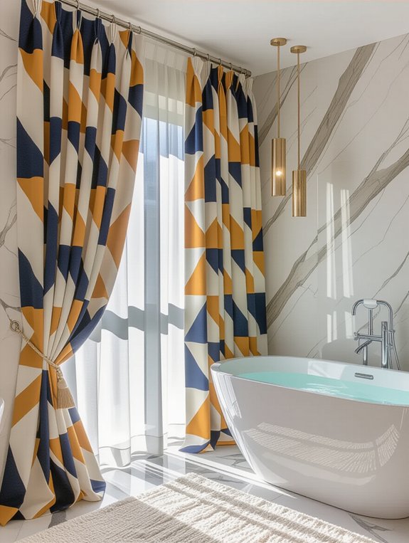 vibrant geometric bathroom design