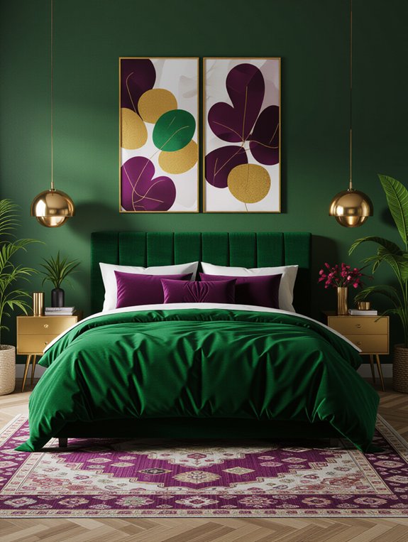 vibrant jewel toned bedroom design