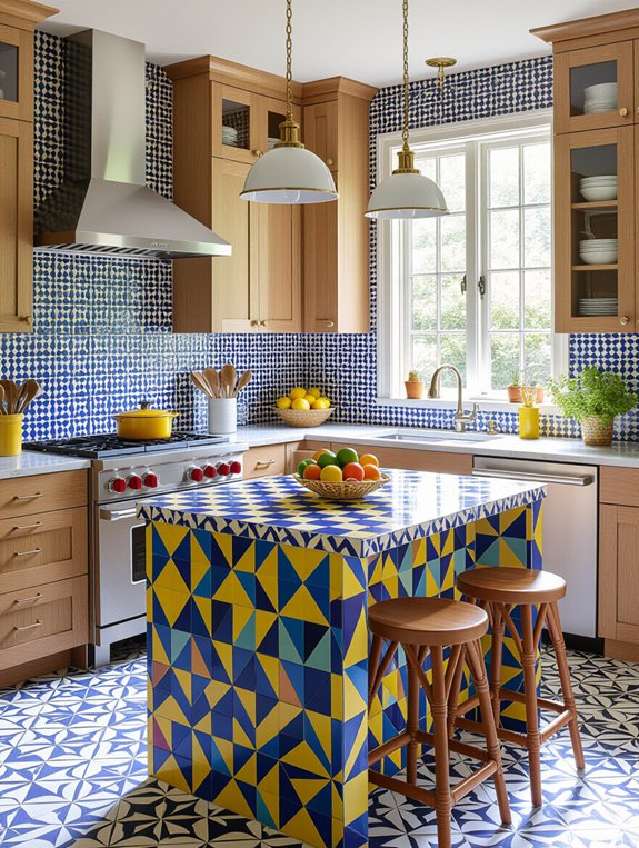 vibrant kitchen island design