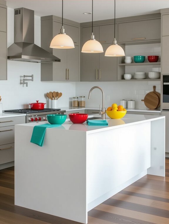 vibrant kitchen peninsula accents