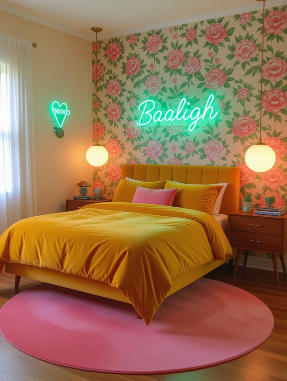 vibrant neon retro accents