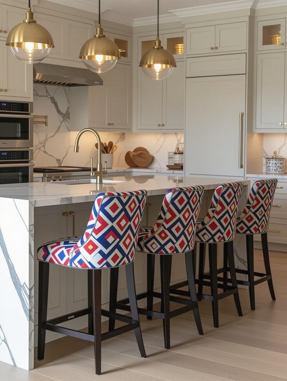 vibrant patterned kitchen seating