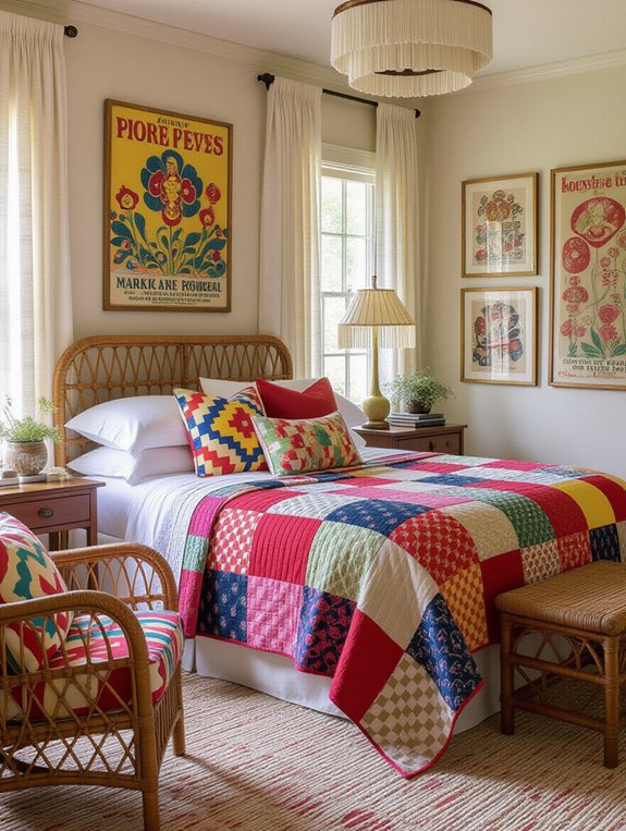 vibrant playful pillow accents