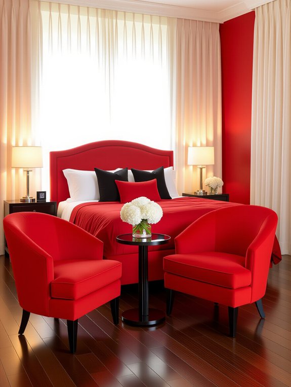vibrant red accent chairs