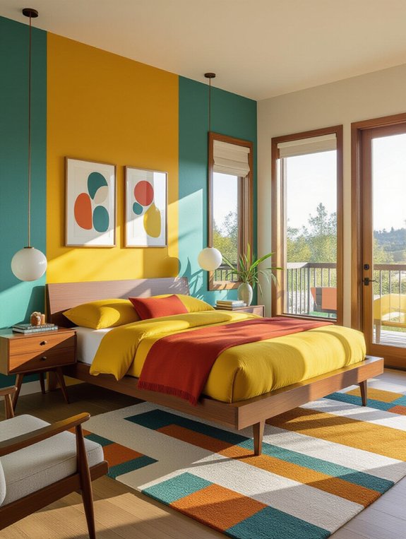 vibrant retro color blocking
