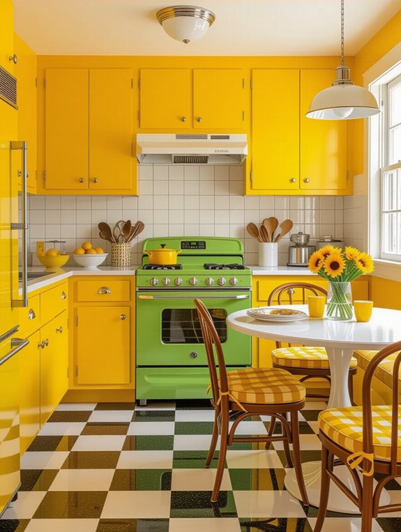 vibrant retro kitchen accents