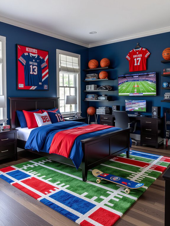 vibrant sports themed bedroom sanctuary