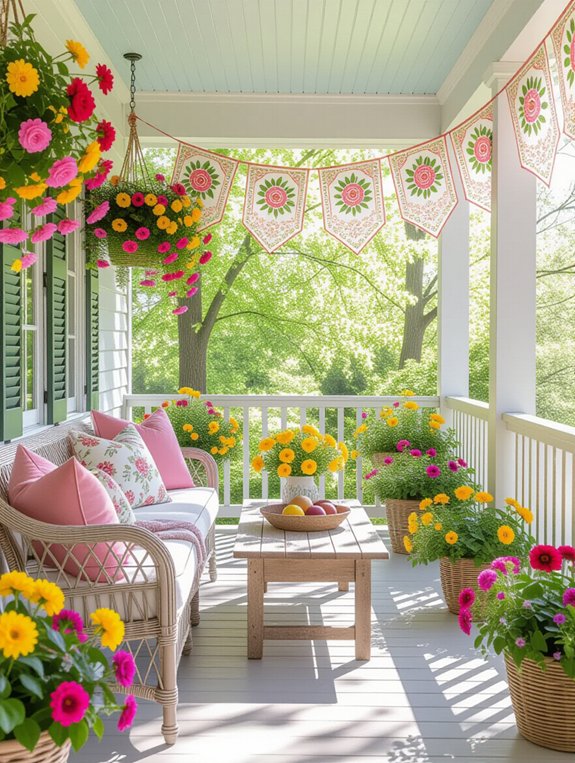 vibrant spring porch decor