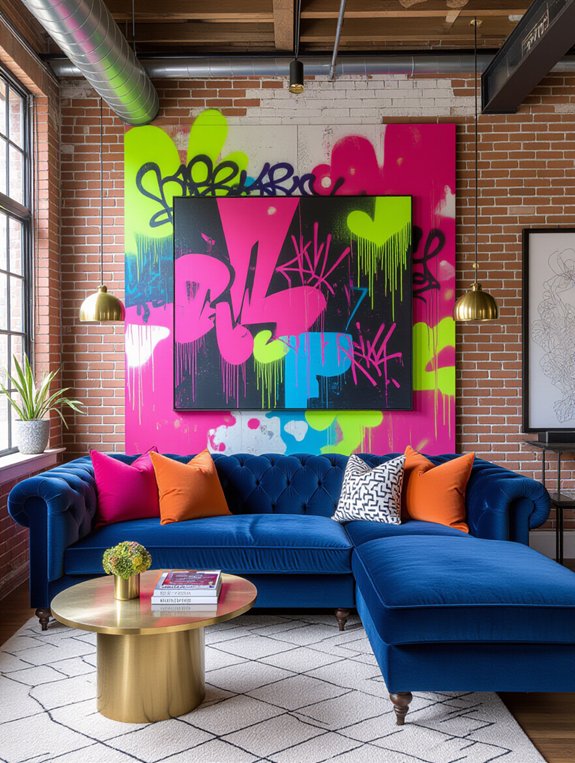 vibrant urban graffiti accents