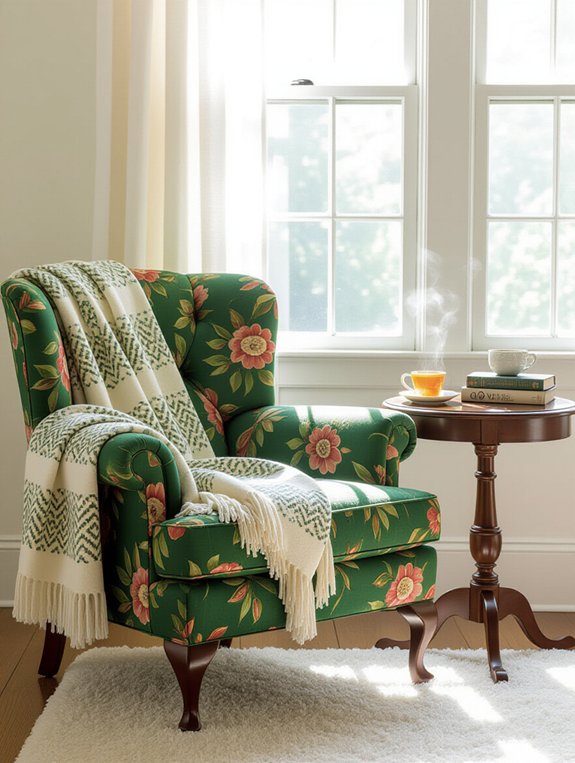 vintage armchair reading nook