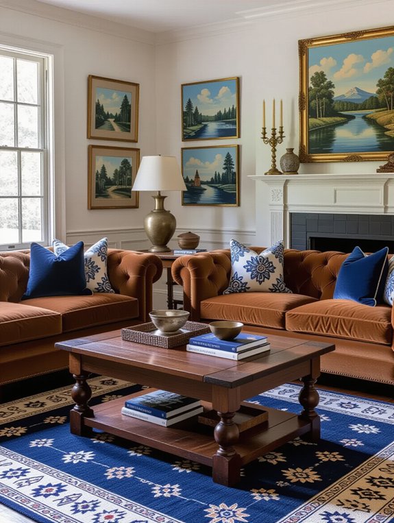 vintage decor in brown blue