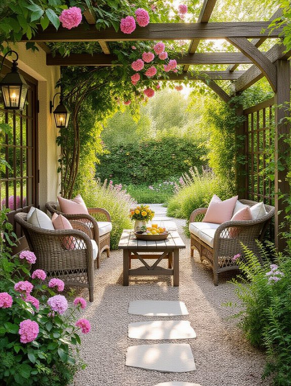 vintage gravel backyard retreat